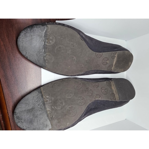 8.5 Tory Burch minie packable Tortoise travel logo flats logo gold ballet flats - Picture 5 of 5